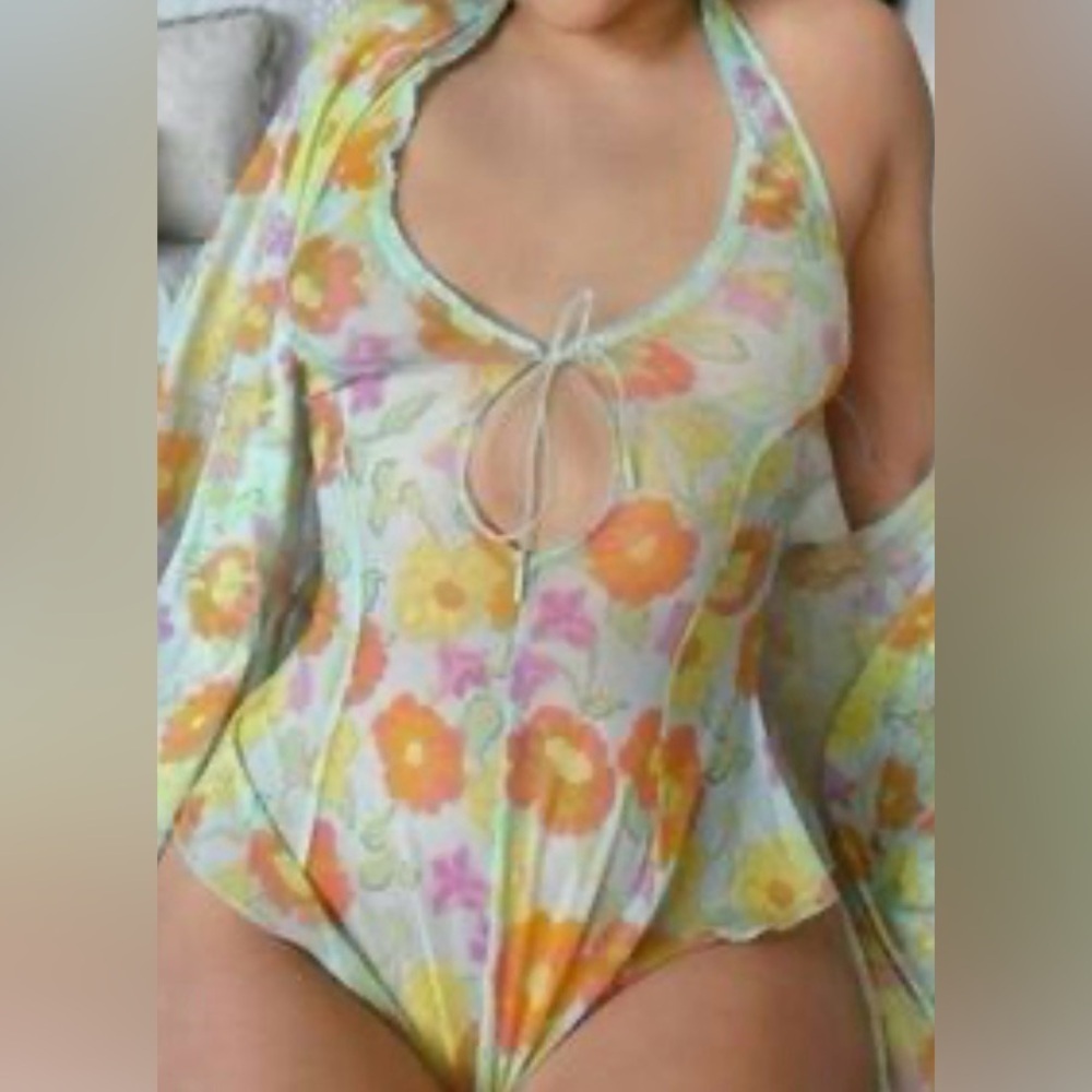 Savage X Fenty Free Spirit floral mesh teddy sz XL Extra large - Picture 2 of 6